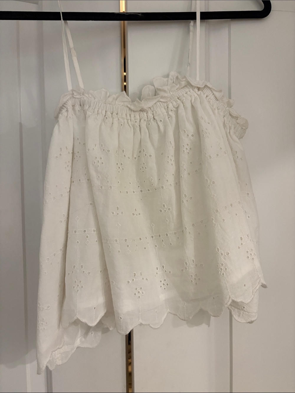 Topshop White Eyelet Ruffle Camisole